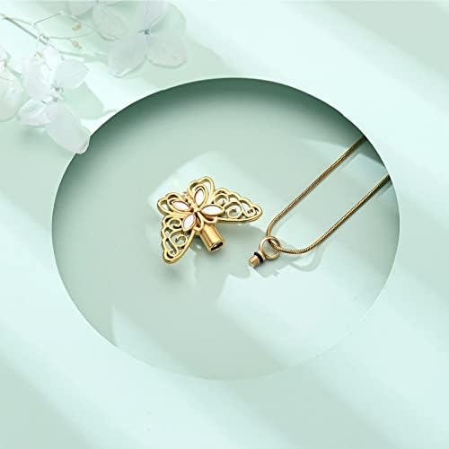 Vccwyqk leptir urn ogrlica za pepeo od nehrđajućeg čelika za održavanje memorijalnog urna za pepeo
