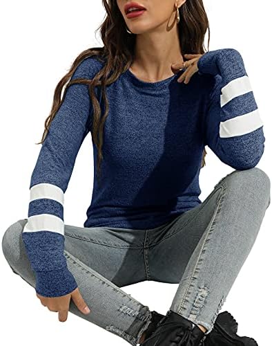 Ženska boja blok dukserice Crewneck džemperi s dugim rukavima