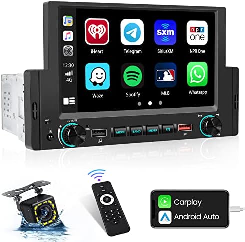 Single Din Apple Carplay Auto radio s Android Auto, 6,2 inčni jednostruki dink zaslon za ekranu s dodirnom ekranom sa Bluetooth-om i sigurnosnim kopijama, FM Auto audio prijemnik