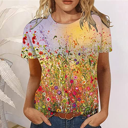 Djevojke kratki rukav 2023 Odjeća pamučna Crewneck grafička labava bluza košulja jesen ljeto Brunch Top za žene MU MU