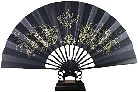 Xialon 1pc 33cm Domaći ukrasi Vjenčanje Kineski tiskani Golden Dragon Ventilator Svakodnevna upotreba plesnog poklon ručnog ventilatora