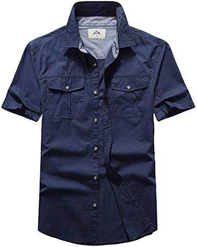 Pooluly muške Casual Shirts Radna košulja na dugmad kratki rukav prozračna radna odjeća