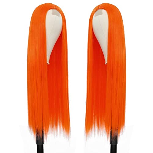 ZERAL narandžaste duge ravne perike za žene priroda srednji dio kose otporna na toplotu realistična Sintetička perika dnevna perika za zabave