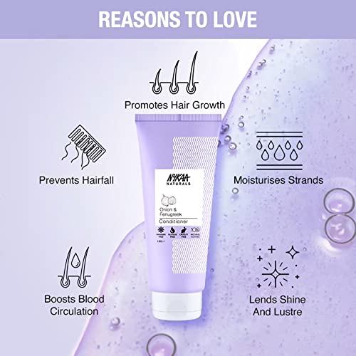 Nykaa Naturals Onion & Fenugreek Hair Growth regenerator - promovira rast kose, sprečava Hairfall - Paraben & bez sulfata, prirodni Actives - muškarci i žene, za sve tipove kose-180ml