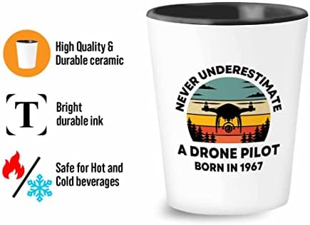 Bubble Hugs 1967 Rođendan Shot Glass 1.5oz, drone Pilot rođen 1967-55. Rođendanski poklon 55 rođen 1967. drona Pilots Aviation RC Quadcopter operater Airline