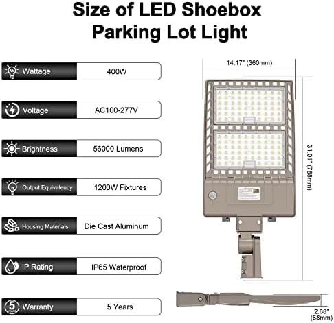 Yellore 400W LED parkiralište Rasvjeta ul DLC popisala je 56.000 LM 5000K LED kutija za cipele učvršćenja