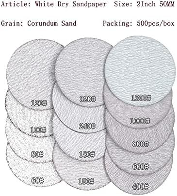 Brusilica brusni papir 500kom 2 inča 50 mm bijeli suhi brusni papir za brušenje kuke i petlje 60-1200