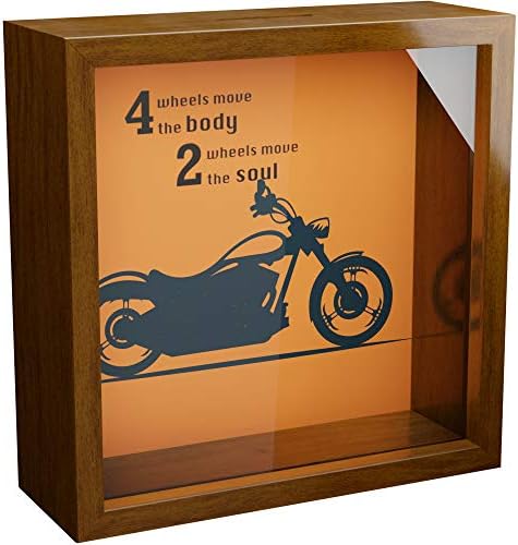 Pokloni motociklisti OVK | 6x6x2 drvena kutija za sjenu | Super memorijski okvir sa staklenim prednjim ljubimcima za ljubitelje motocikala | Sjajna motocikla za zidove | Dekor za bicikliste za muškarce | Ljubitelji motocikla Pokloni Ideje