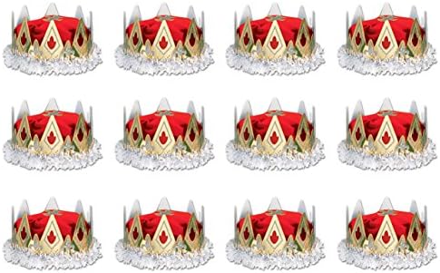 Beistle 3 komada kraljevske Kraljičine krune tijare za Mardi Gras tematsku zabavu, crvena / zlatna/srebrna /