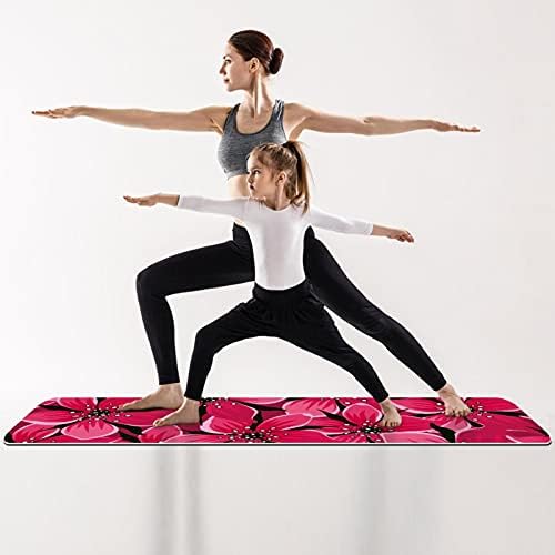 Debela neklizajuća Vježba & amp; fitnes 1/4 prostirka za jogu sa printom ružičastog cvijeća