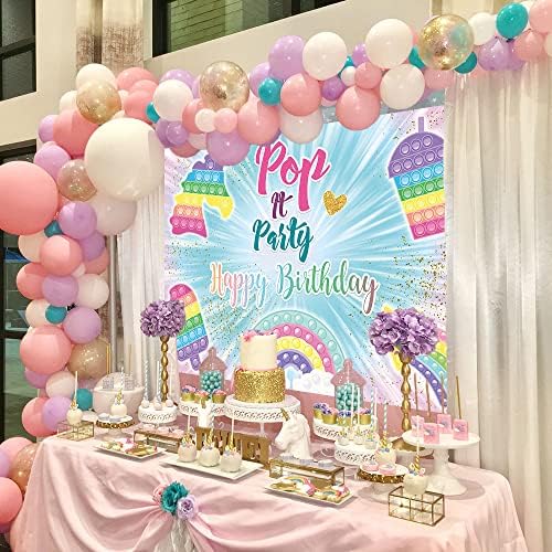 Crefelimas Pop It Happy Birthday Backdrop Fidget igračka za djecu Rainbow igra djevojke ukrasi za rođendansku