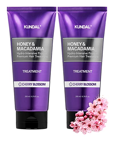 Kundal Cherry Blossom regenerator za kosu bez sulfata med i Macadamia Premium keratinski proteinski tretman, 6,76 bočica oz x2