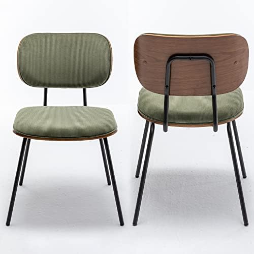 Mid Century moderne trpezarijske stolice Set od 2, tapacirana tkanina orahova zakrivljena leđa savremena