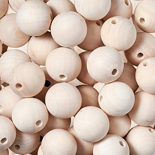 CraftDady 50pcs 40mm Prirodni drveni perle Nedovršene okrugle drvene jastrebe velike rupe Drvene kuglične perle za nakit zanat za čišćenje kućne zabave Dekor rupa: 7mm