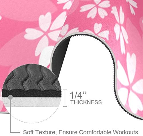 DJROW Yoga Mat Cherry Blossoms Pink Flowers natural Pilates Vježba Mat Eco Friendly Gym Mat Thickness 1/4