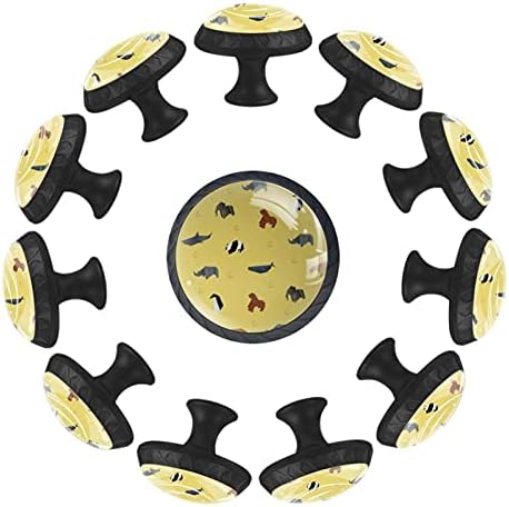12 komada slatki Origami životinjski Žuti uzorak stakleni gumbi za Komode, 1,37 x 1,10 u okruglim