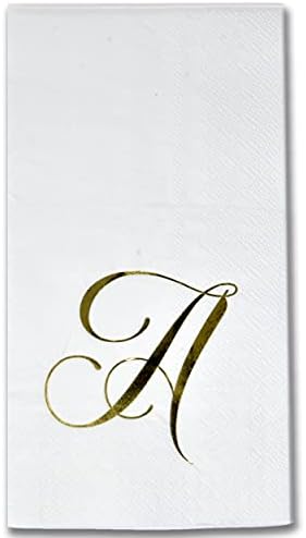 100 Zlatni Monogram salvete za goste pismo Papirno pakovanje za jednokratnu upotrebu elegantna metalik zlatna folija ručna salveta za kupatilo u prahu svadbena praznična Rođendanska zabava bebi tuš dekorativni peškiri