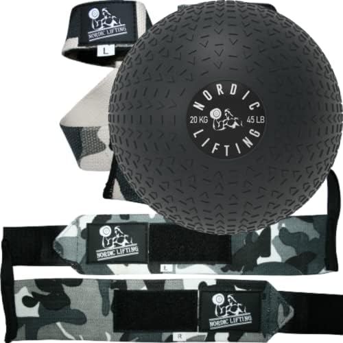 Zavoji za zapešće i trake za podizanje Bundle - Camo Grey Bundle sa Slam loptom 25lb