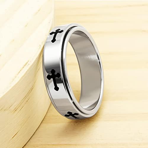 Amorartsky Fidget prstenovi za žene Anksioznost: Titanijum-nehrđajući čelik Spinner zupčanik prsten Prsten prsten mens ženski vjenčani prsten srebrni plavi crni ton veličine 6 7 8 9 10