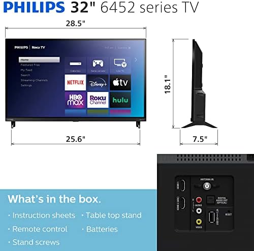 PHILIPS 32-inčni 720p HD LED Roku Smart TV sa glasovnom kontrolom App, Airplay, ekran Casting, & 300+ besplatno