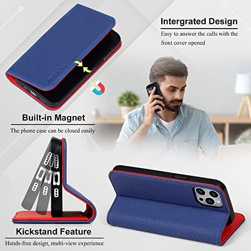VISOUL šljunčana kožna torbica sa držačem kartice za iPhone 14 Pro novčanik za muškarce žene, Magnetic Kickstand