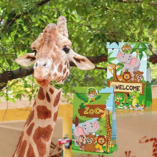 12 komada Životinje u džungli papir Pay Party Daveričke torbe za travnjake i tematske teme za rođendanske torbe za bojleće za papir za djecu Rođendanska potrepština rođendana