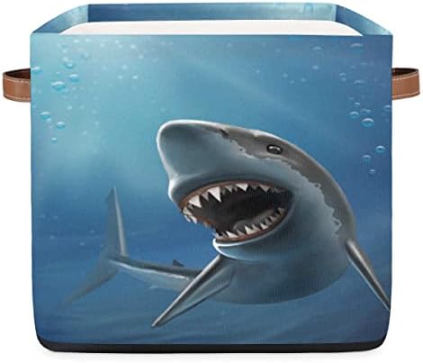 Košarica za pohranu bin, morski pas Ocean Jaw Tkanine igračke za skladištenje kocke kutije sa ručkama, srušive