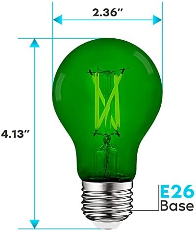 LUXRITE A19 Edison LED zelena sijalica, 4.5 W , obojena staklena nit, ul lista, E26 standardna baza, unutrašnja