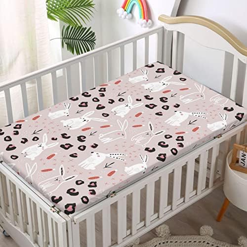 Opremljeni mini listovi sa krevetima, prenosivi mini listovi krevetića mekani mali madrac listova za djecu za djecu ili dječak, 24 x38, lososa bijela i ruža