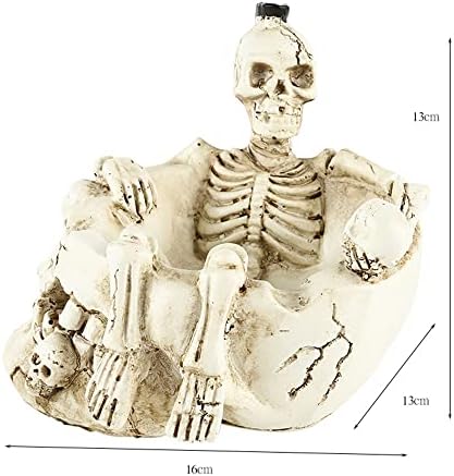 ZMX lobanja glava skeleta pepeljara - kreativni Halloween Decrant ukras ukrasa za kostur Skull Skeleton Skulptura za sunčanje za kućni bar Dekor