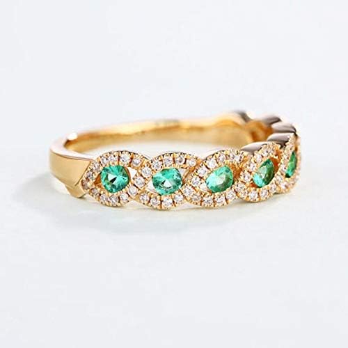 Prekrasne žene 14k žuto zlato ispunjen smaragdni prsten Set angažman nakit Sz6-10