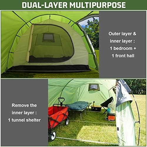 Šatori za kampiranje 3-4 osobe, dvoslojni vodootporni šatori s ruksakom s trijemom brzo jednostavno postavljanje