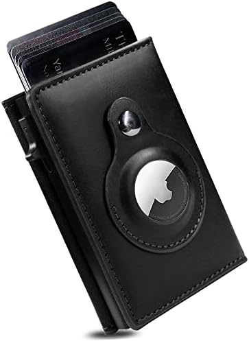 HOORINB nadograđeni kožni Airtag novčanik sa držačem Airtag, minimalistički Apple AirTag novčanik muškarci sa ID prozorom za RFID blokadu, tanak Smart Pop up novčanik za držač kreditne kartice sa Airtag utorom