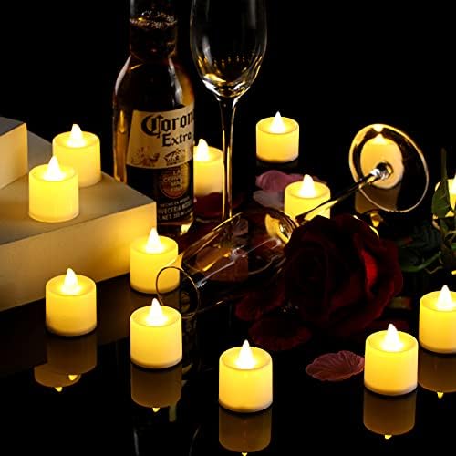 Honoson 24 komada Valentinovo flameless Candles LED čaj svjetla svijeće treperenje baterije votive svijeće za Dan zaljubljenih vjenčanje proslava Party Tabela dekoracija potrepštine