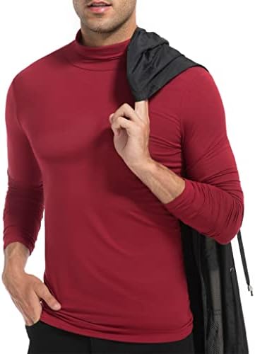 Devet bull muških termičkih majica dugih rukava tanka fit osnovna majica s čvrstom laganom turtleneck