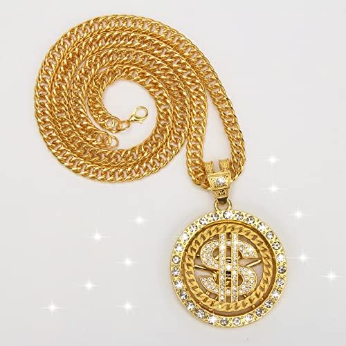 Lanac od Zlatne ogrlice AHIER sa znakom dolara, 18k pozlaćen Hip Hop lanac lančić privjesak za muškarce, 30inch