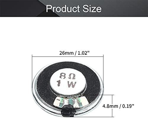 Bettomshin DIY magnetni zvučnik 1W 8 Ohm 26mm Prečnik okruglih oblika Zamjenski zvučnik 1pcs