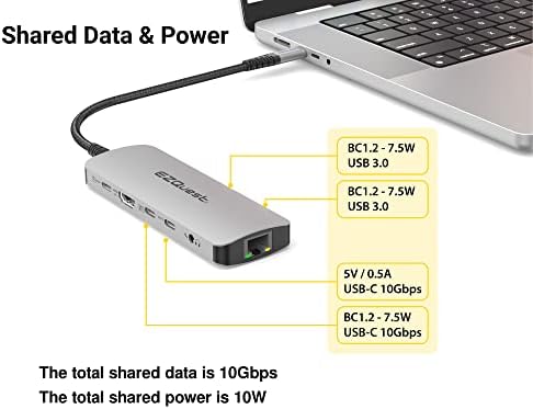USB-C Multimedia 10-u-1 Gen 2 Hub HDMI 4K, 100 W USB-C Power Delivery sa ili 5Gbps podacima, Gigabit