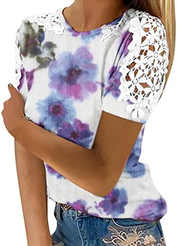 Over Size Tshirts za žene, Casual čipkaste kratke rukave majice elegantne grafičke Tees modne haljine tunike