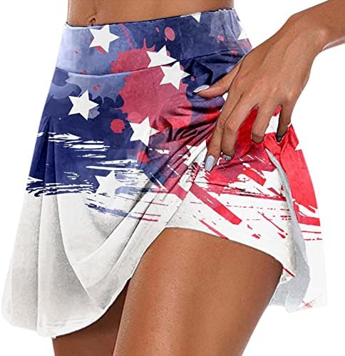 Četvrti suknje za tenis sa šorctima za žene visokog struka naglujenog golf Skorts 2 u 1 američku zastavu