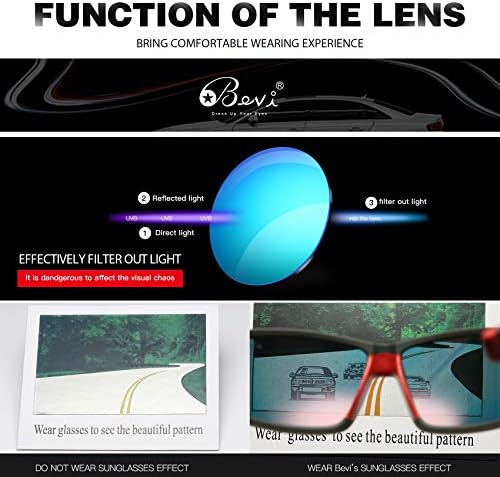 Bevi Polarizirani sportovi za sunčanje za muškarce Žene TR90 Square Frame naočale Fleksibilne i izdržljive