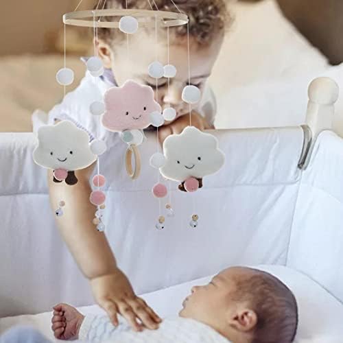 Xiaoling Baby Bed Wind Chime, Clouds hair Ball rotirajuće Zvono za krevet, viseća igračka za krevetić za novorođenčad,