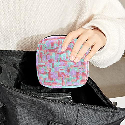 ORYUEKAN torba za odlaganje higijenskih uložaka, prenosive torbe za menstrualne jastučiće za višekratnu upotrebu, torbica za odlaganje tampona za žene djevojke, moderni geometrijski uzorak Pink Lovely