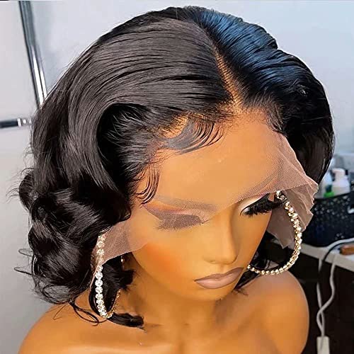 deset štapića perike kratka perika ljudska kosa 13x6 čipka prednja perika za ljudsku kosu za crne žene HD