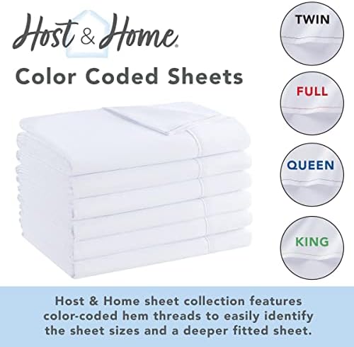 Arkwright Bulk ravni listovi mikrovlakana - boja kodirani navoji za posteljinu za posteljinu Oprema za domaćine hotela, motel ili iznajmljivanje svojstava, bijelog, kralja