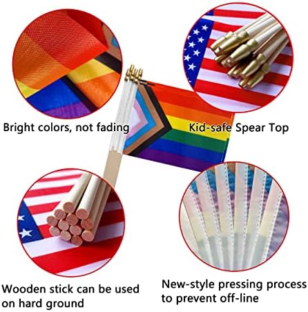 TSMD napredak Rainbow Gay Pride stick Zastava mali Mini ručni LGBT zastave, 5x8 inča, 12 pakovanje