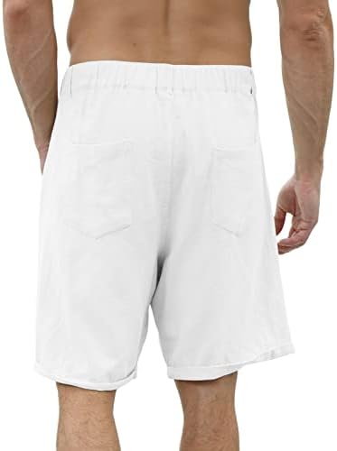 Muške lanene Ležerne kratke hlače za plažu pamučne klasične ljetne kratke hlače s gumbima elastični struk