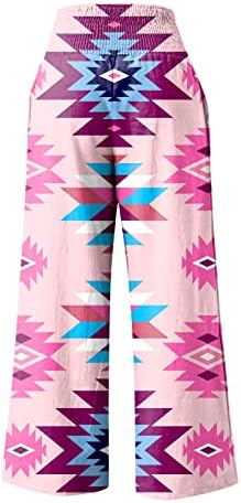 Oclun posteljine za žene za žene cvjetni ispisani joggeri visokih struka labavi fit dugački saloni hlače modne pantalone sa džepom