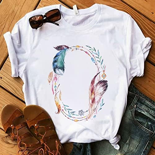 Ženska Uzročna Majica Dream Catcher Print Tees Tshirt Ljeto Okrugli Vrat Tunike Majice O-Izrez Majice Tanke Devojke Bluze