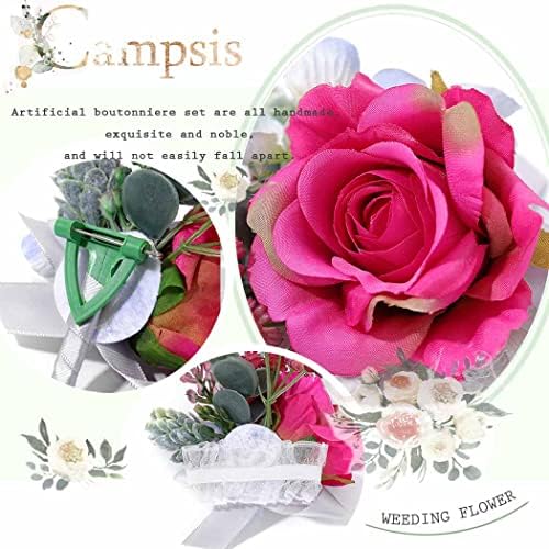 Campsis Wedding Corsage Boutonniere set ružičasti ružičasti cvjetni zglob Bride Buttlehove cvjetni